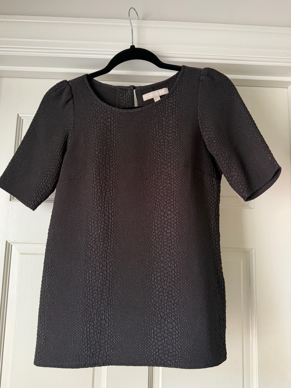 Banana Republic Black Textured Mini Shift Dress